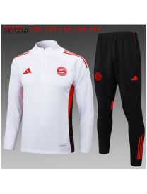 Survetement Bayern Munich 2025/26 White Half Zipper - Enfants