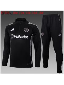 Survetement Inter Miami 2025/26 Black Half Zipper - Enfants