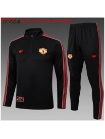 Survetement Manchester United 2025/26 Black Half Zipper - Enfants