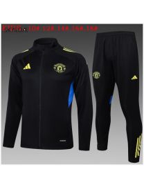 Survetement Manchester United 2025/26 Black With Yellow Long Zipper - Enfants