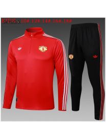 Survetement Manchester United 2025/26 Red Half Zipper - Enfants