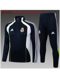 Survetement Real Madrid 2025/26 Dark Bule With White Half Zipper - Enfants