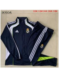 Survetement Real Madrid 2025/26 Dark Bule With White Long Zipper - Enfants