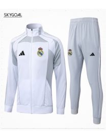 Survetement Real Madrid 2025/26-gray White Cremallera Larga