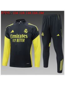Survetement Real Madrid 2025/26 Gray With Yellow Half Zipper - Enfants
