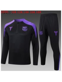 Survetement Fc Barcelona 2025/26 Black Half Zipper - Enfants