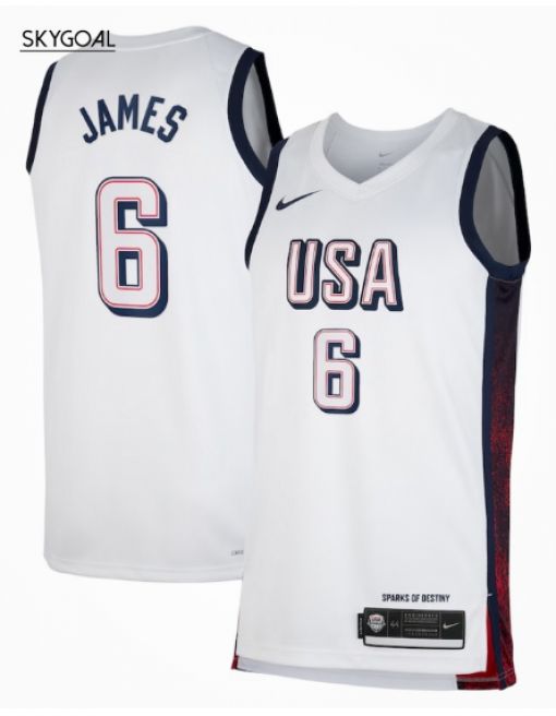 Lebron James Usa 2024 White Jjoo París