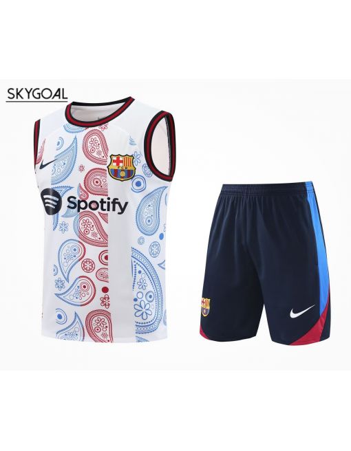 Conjunto De Maillot Del Fc Barcelona 2025/26 Blanco Con Rojo