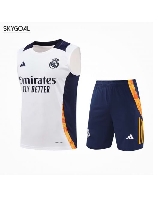 Conjunto De Maillot Del Real Madrid 25/26 Blanco Con Azul Oscuro