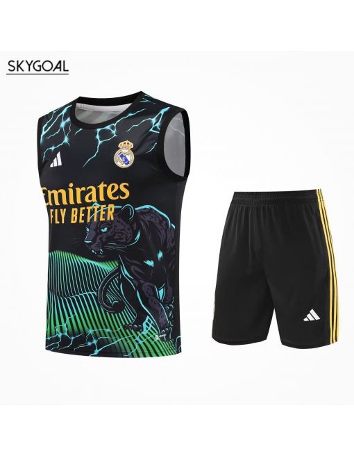 Conjunto De Maillot Del Real Madrid 25/26 Negro Con Leopardo Verde
