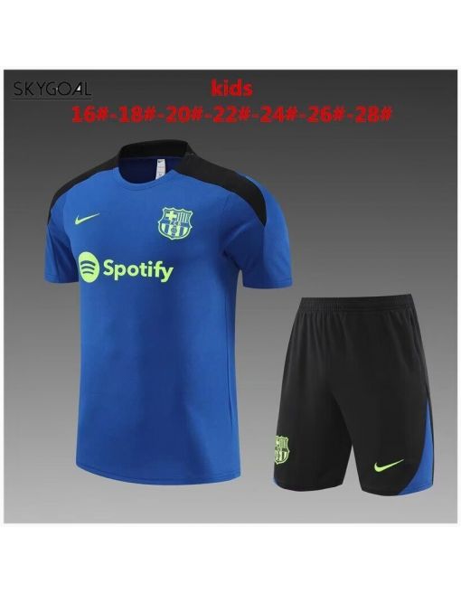Kit Entrenamiento Fc Barcelona 2024/25 Azul Con Negro-enfants