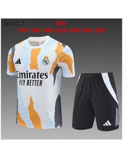 Kit Entrenamiento Real Madrid 2024/25 Blanco Con Amarillo-enfants