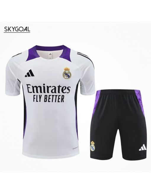 Kit Entrenamiento Real Madrid 2024/25 Blanco Con Morado Y Negro