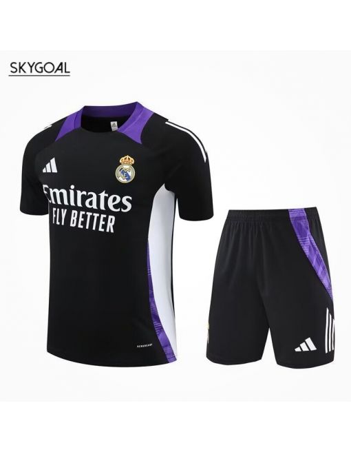 Kit Entrenamiento Real Madrid 2024/25 Negro Con Blanco Y Morado
