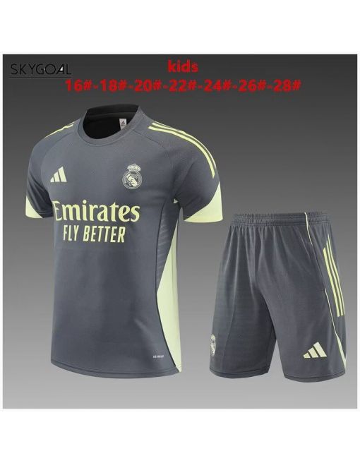 Kit Entrenamiento Real Madrid 2025/26 Gris Oscuro-enfants