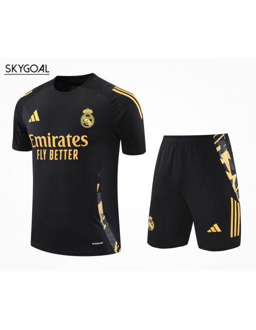Kit Entrenamiento Real Madrid 2025/26 Negro Con Oro