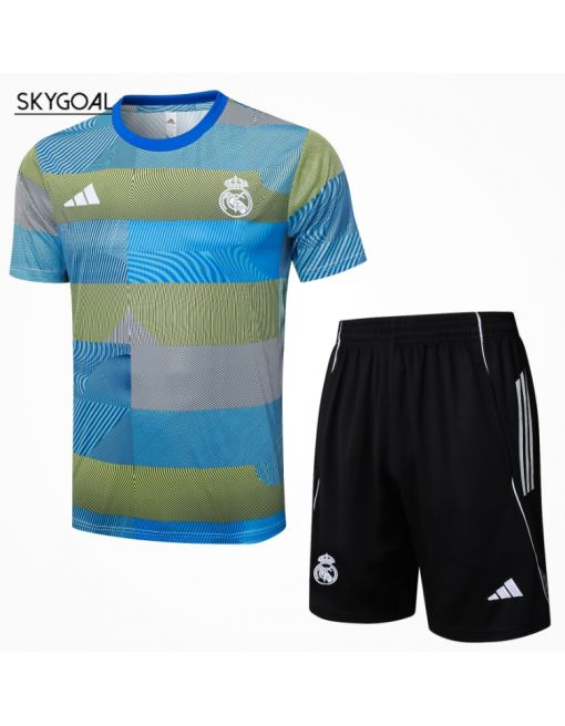 Kit Entrenamiento Real Madrid 2025/26-rayas Azules Y Verdes