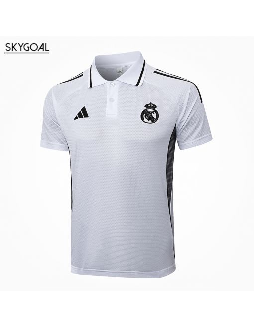 Polo Real Madrid Maillot 2025/26-white With Black Logo