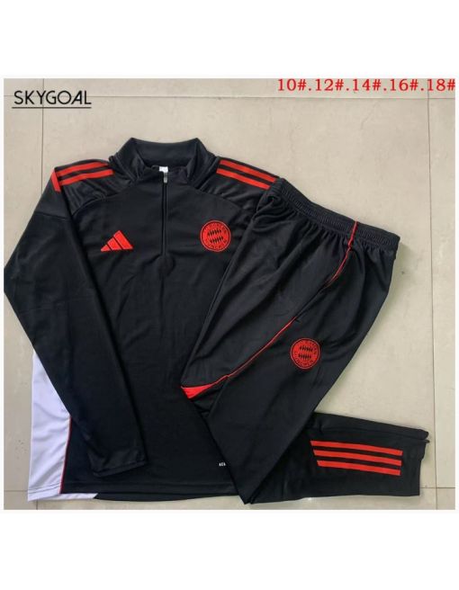 Survetement Bayern Munich 2025/26 Black Half Zipper - Enfants