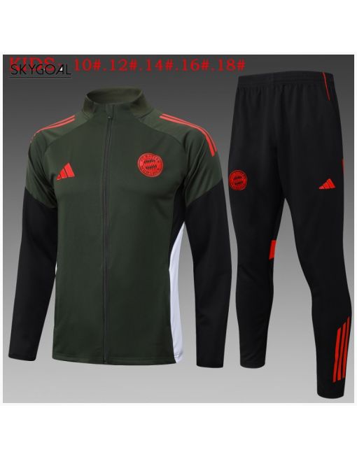 Survetement Bayern Munich 2025/26 Dark Green Long Zipper - Enfants