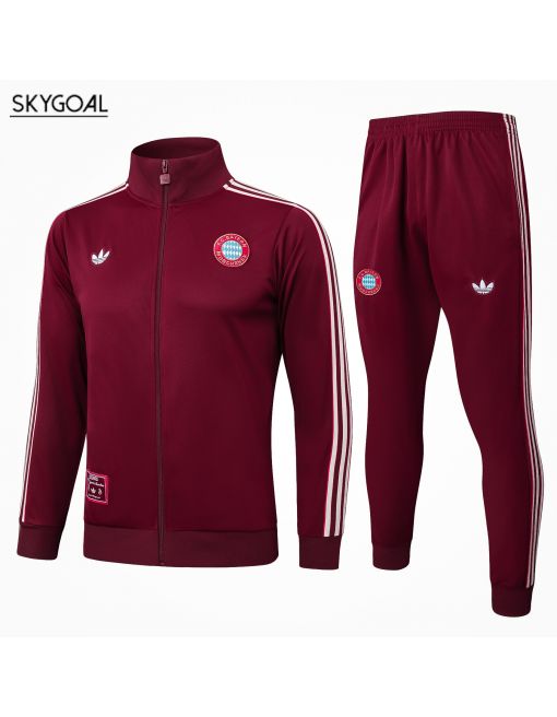 Survetement Bayern Munich 2025/26-dark Red Retro Cremallera Larga