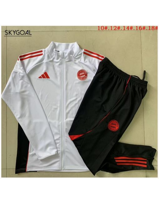 Survetement Bayern Munich 2025/26 White Long Zipper - Enfants