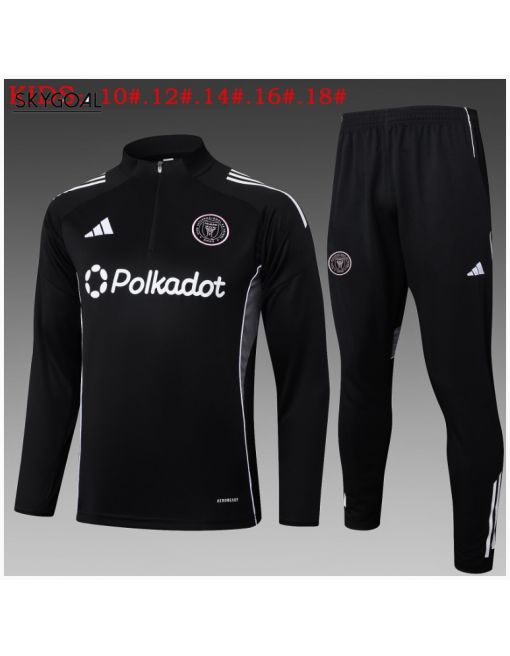 Survetement Inter Miami 2025/26 Black Half Zipper - Enfants