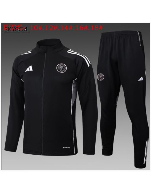 Survetement Inter Miami 2025/26 Black Long Zipper - Enfants