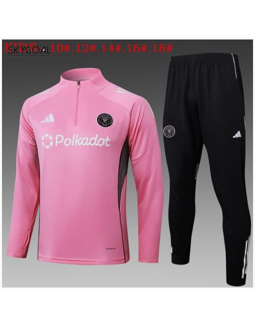 Survetement Inter Miami 2025/26 Rose Half Zipper - Enfants