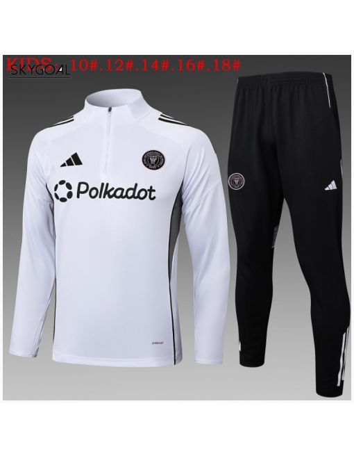 Survetement Inter Miami 2025/26 White Half Zipper - Enfants