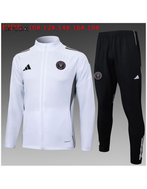 Survetement Inter Miami 2025/26 White Long Zipper - Enfants