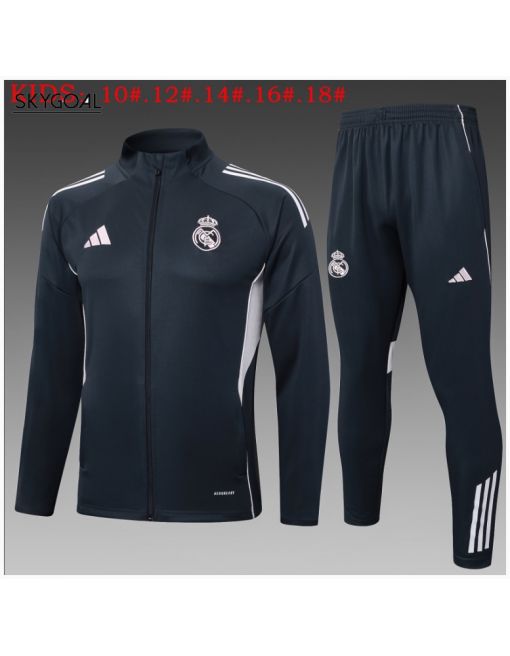 Survetement Real Madrid 2025/26 Gray Long Zipper - Enfants