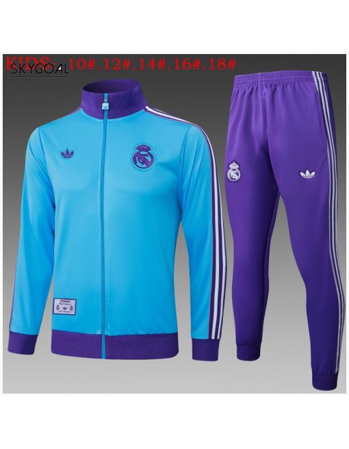 Survetement Real Madrid 2025/26 Light Bule Long Zipper - Enfants