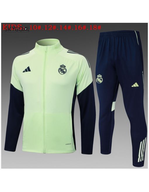 Survetement Real Madrid 2025/26 Light Green Long Zipper - Enfants