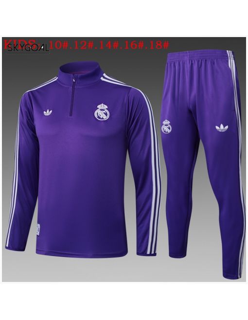 Survetement Real Madrid 2025/26 Purple Half Zipper - Enfants