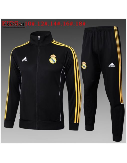 Survetement Real Madrid 2025/26 Retro Black Long Zipper - Enfants