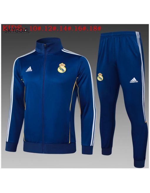 Survetement Real Madrid 2025/26 Retro Bule Long Zipper - Enfants