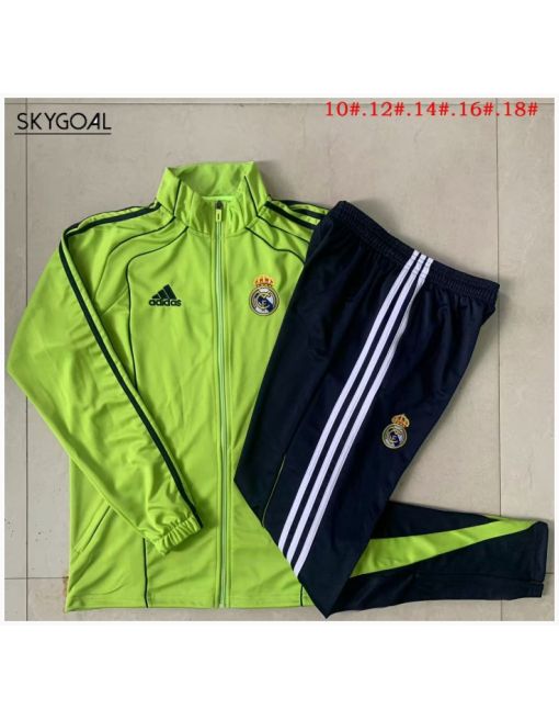 Survetement Real Madrid 2025/26 Retro Green Long Zipper - Enfants