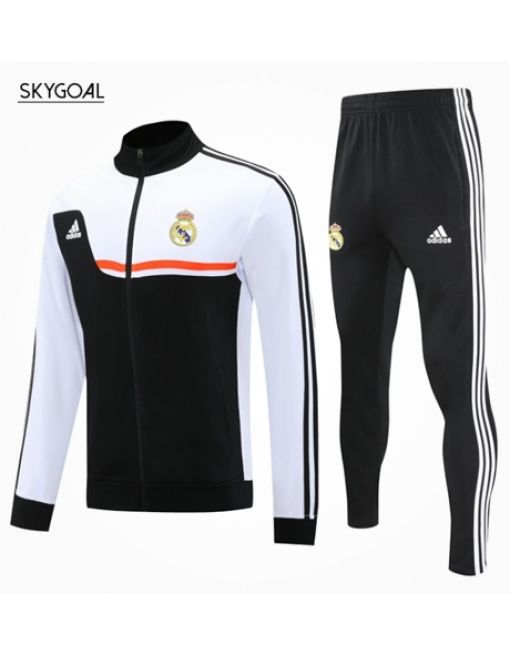 Survetement Real Madrid 2025/26- Black White Retro Cremallera Larga