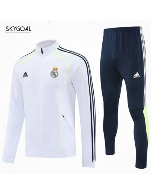 Survetement Real Madrid 2025/26- White With Green Cremallera Larga