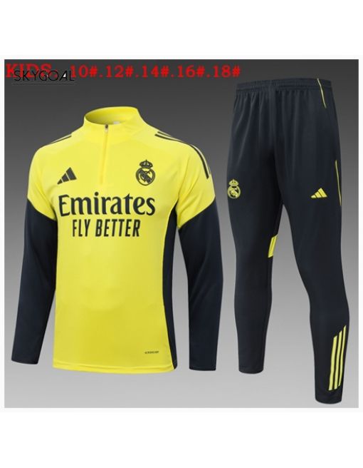 Survetement Real Madrid 2025/26 Yellow Half Zipper - Enfants