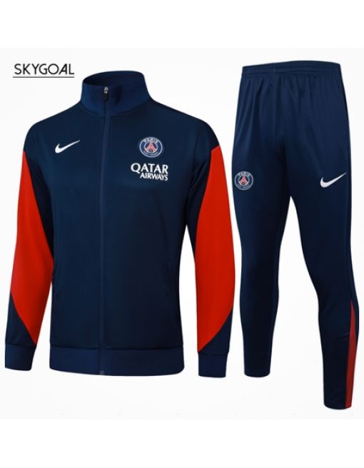 Survetement Psg 2025/26 Blue With Red Long Zipper