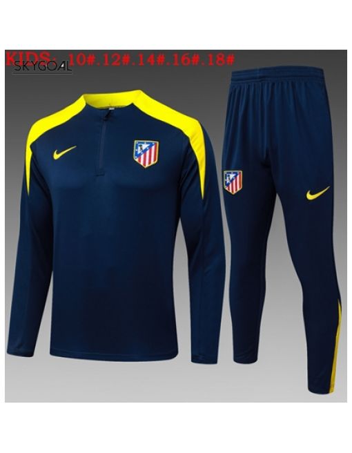 Survetement Atlético Madrid 2025/26 Bule - Black Half Zipper - Enfants