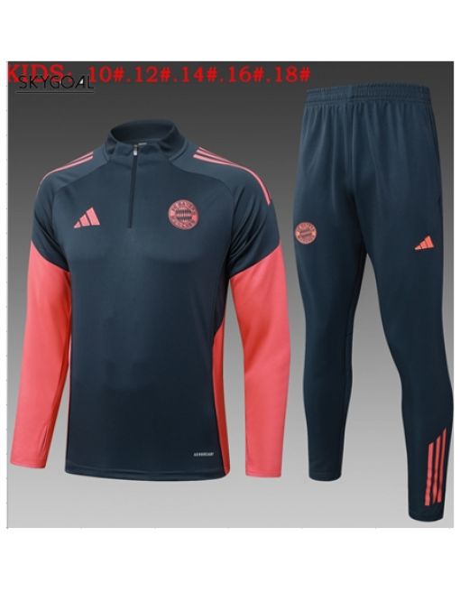 Survetement Bayern Munich 2025/26 Black Half Zipper - Enfants