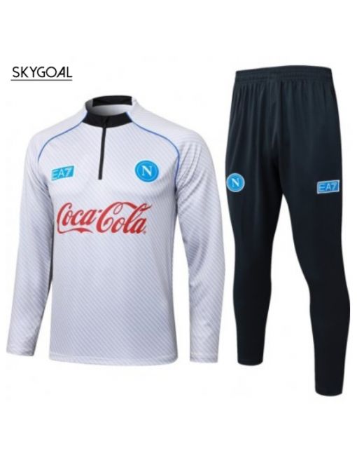 Survetement Napoli 2025/26- White Media Cremallera