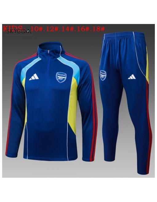 Survetement Arsenal 2025/26bule With Yellow Half Zipper - Enfants