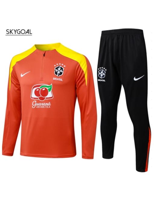 Survetement Brésil 2026 Orange Half Zipper