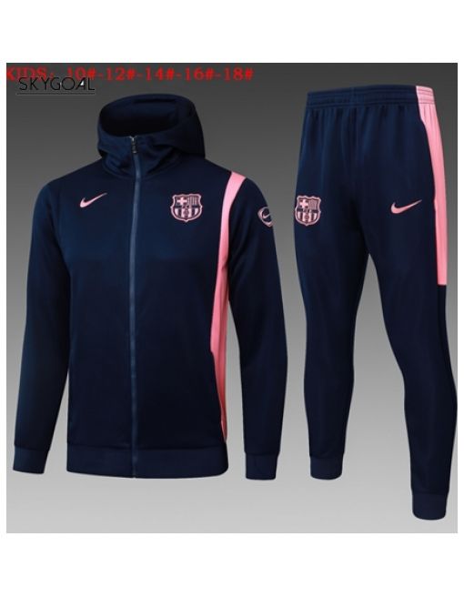 Survetement Fc Barcelona 2025/26 Bule With Pink Long Zipper - Enfants
