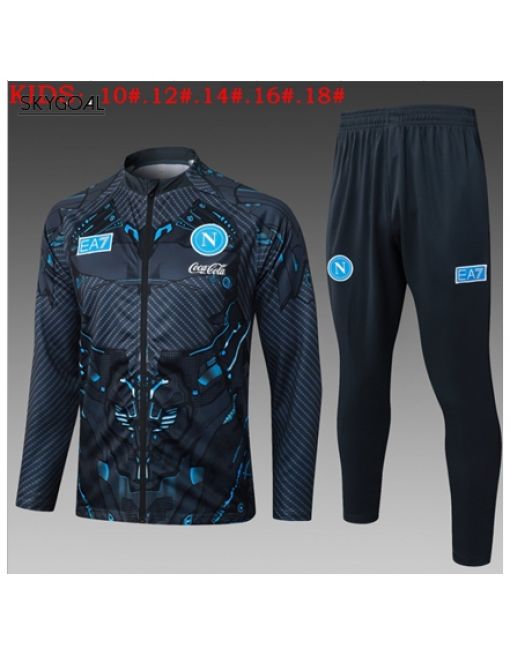 Survetement Napoli 2025/26 Black Long Zipper - Enfants