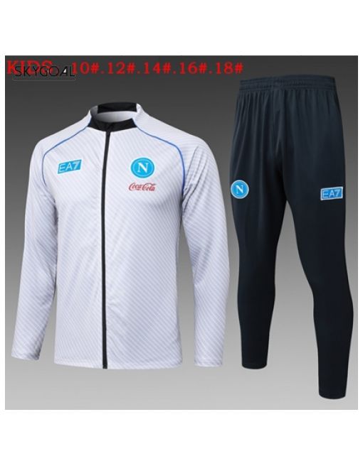 Survetement Napoli 2025/26 White Ii Long Zipper - Enfants
